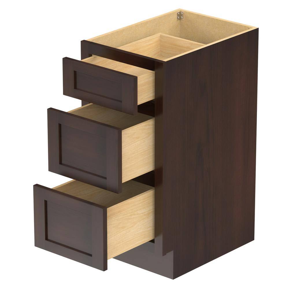 Vanity Art 15 in. W x 21 in. D x 32.5 in. H 3-Drawers Bath Vanity Cabinet Only in Brown