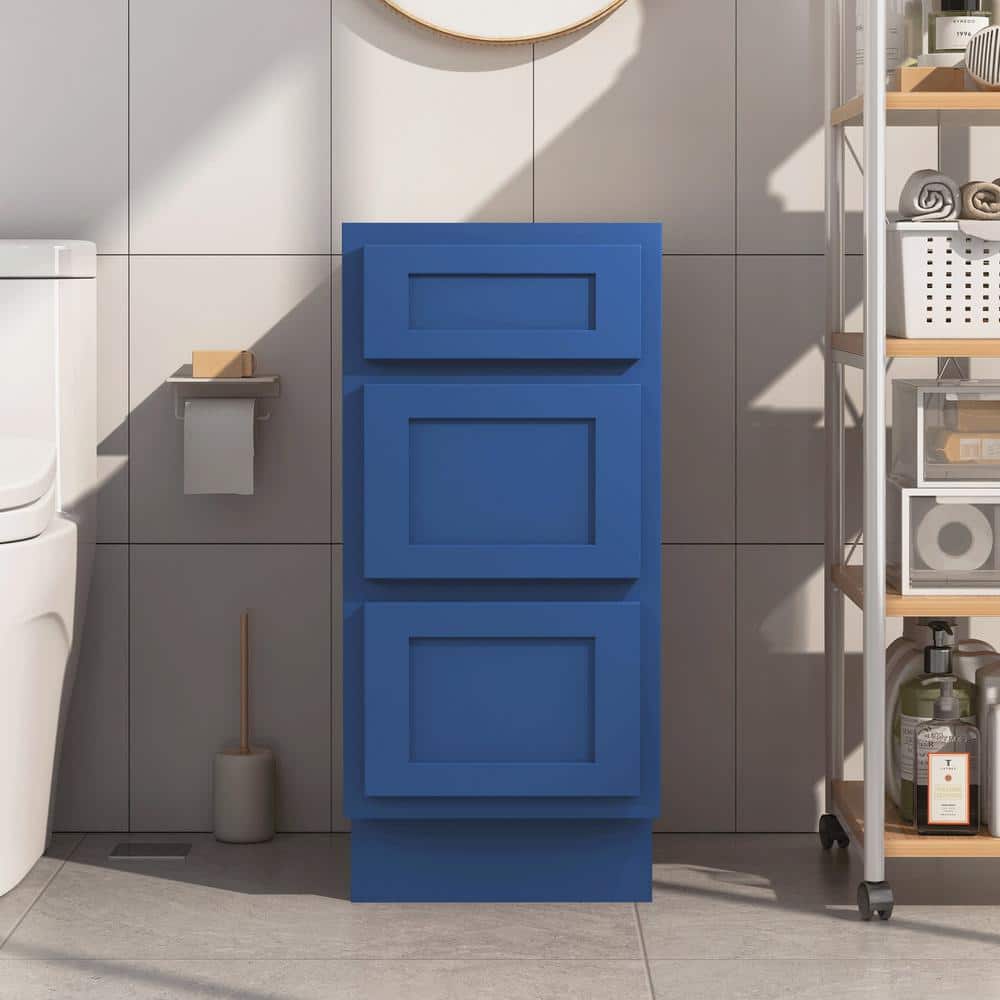 Vanity Art 15 in. W x 21 in. D x 32.5 in. H 3-Drawers Bath Vanity Cabinet without Top in Blue