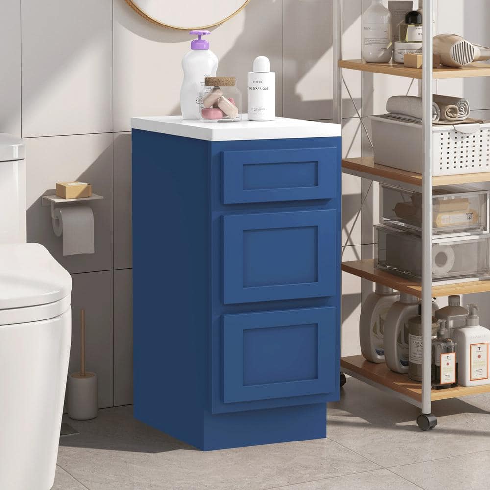Vanity Art 15 in. W x 21 in. D x 32.5 in. H 3-Drawers Bath Vanity Cabinet without Top in Blue