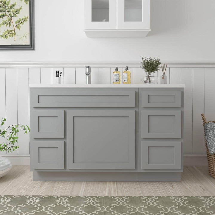 Vanity Art 51 in. W x 21 in. D x 32.5 in. H Bath Vanity Cabinet without Top in Gray