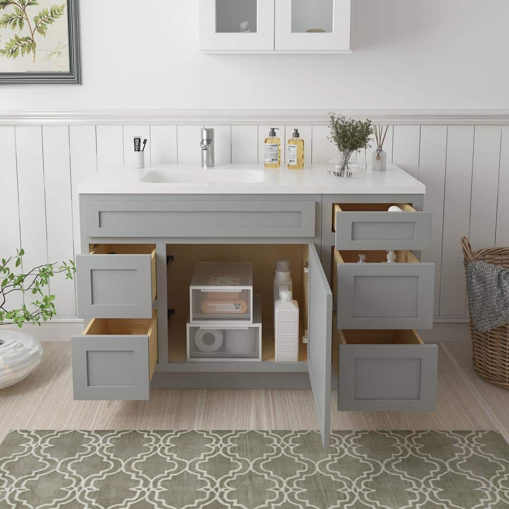 Vanity Art 51 in. W x 21 in. D x 32.5 in. H Bath Vanity Cabinet without Top in Gray