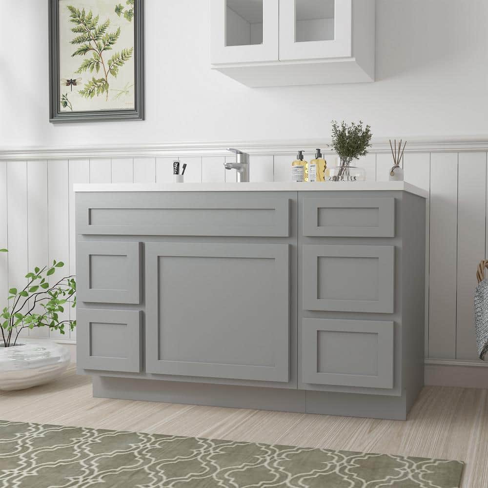 Vanity Art 51 in. W x 21 in. D x 32.5 in. H Bath Vanity Cabinet without Top in Gray