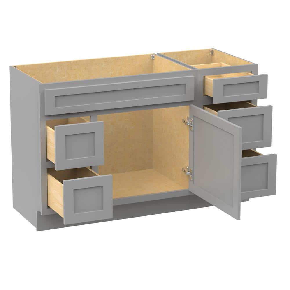 Vanity Art 51 in. W x 21 in. D x 32.5 in. H Bath Vanity Cabinet without Top in Gray