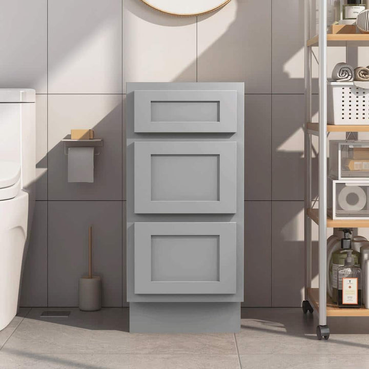 Vanity Art 15 in. W x 21 in. D x 32.5 in. H 3-Drawers Bath Vanity Cabinet Only in Gray