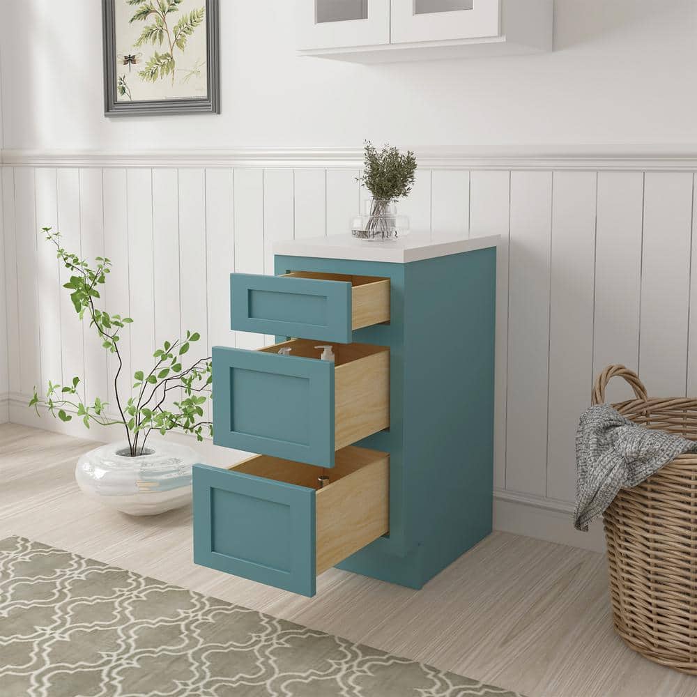 Vanity Art 15 in. W x 21 in. D x 32.5 in. H 3-Drawer Bath Vanity Cabinet Only in Sea Green