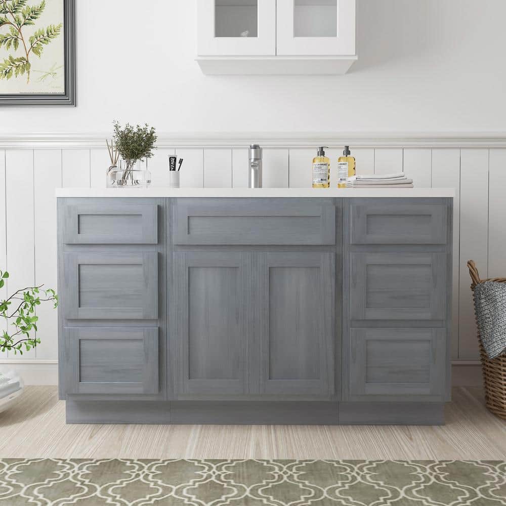 Vanity Art 54 in. W x 21 in. D x 32.5 in. H Bath Vanity Cabinet without Top in Silver