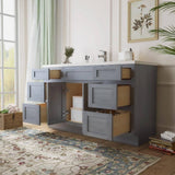 Vanity Art 54 in. W x 21 in. D x 32.5 in. H Bath Vanity Cabinet without Top in Silver