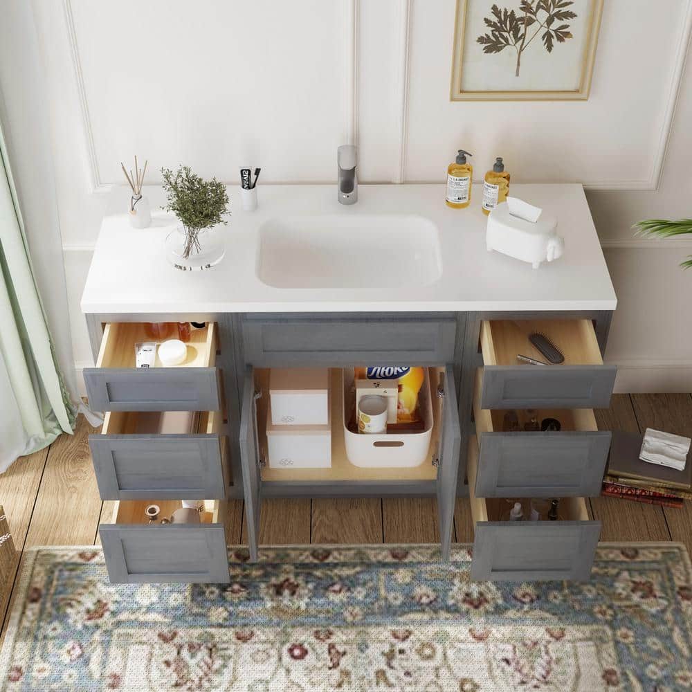 Vanity Art 54 in. W x 21 in. D x 32.5 in. H Bath Vanity Cabinet without Top in Silver