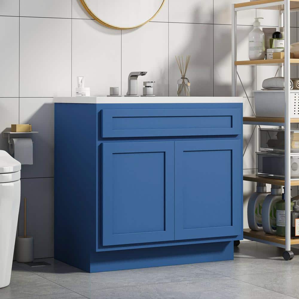 Vanity Art 30 in. W x 21 in. D x 32.5 in. H 2-Doors Bath Vanity Cabinet without Top in Blue