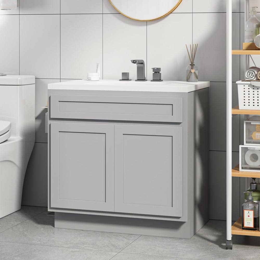 Vanity Art 30 in. W x 21 in. D x 32.5 in. H 2-Doors Bath Vanity Cabinet Only in Gray