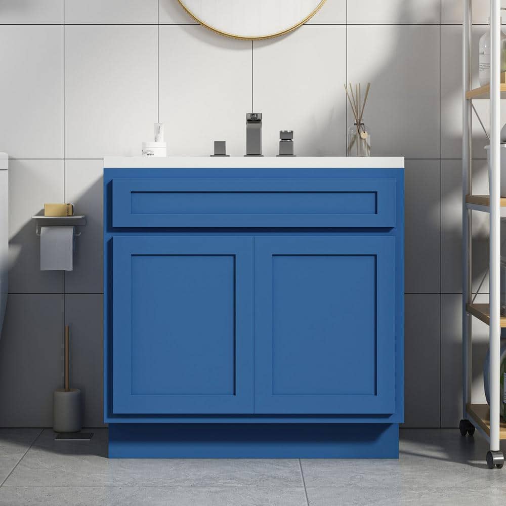 Vanity Art 33 in. W x 21 in. D x 32.5 in. H 2-Doors Bath Vanity Cabinet without Top in Blue