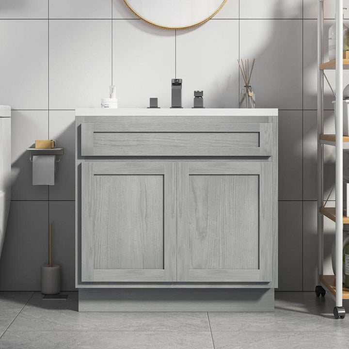 Vanity Art 33 in. W x 21 in. D x 32.5 in. H 2-Doors Bath Vanity Cabinet without Top in Silver