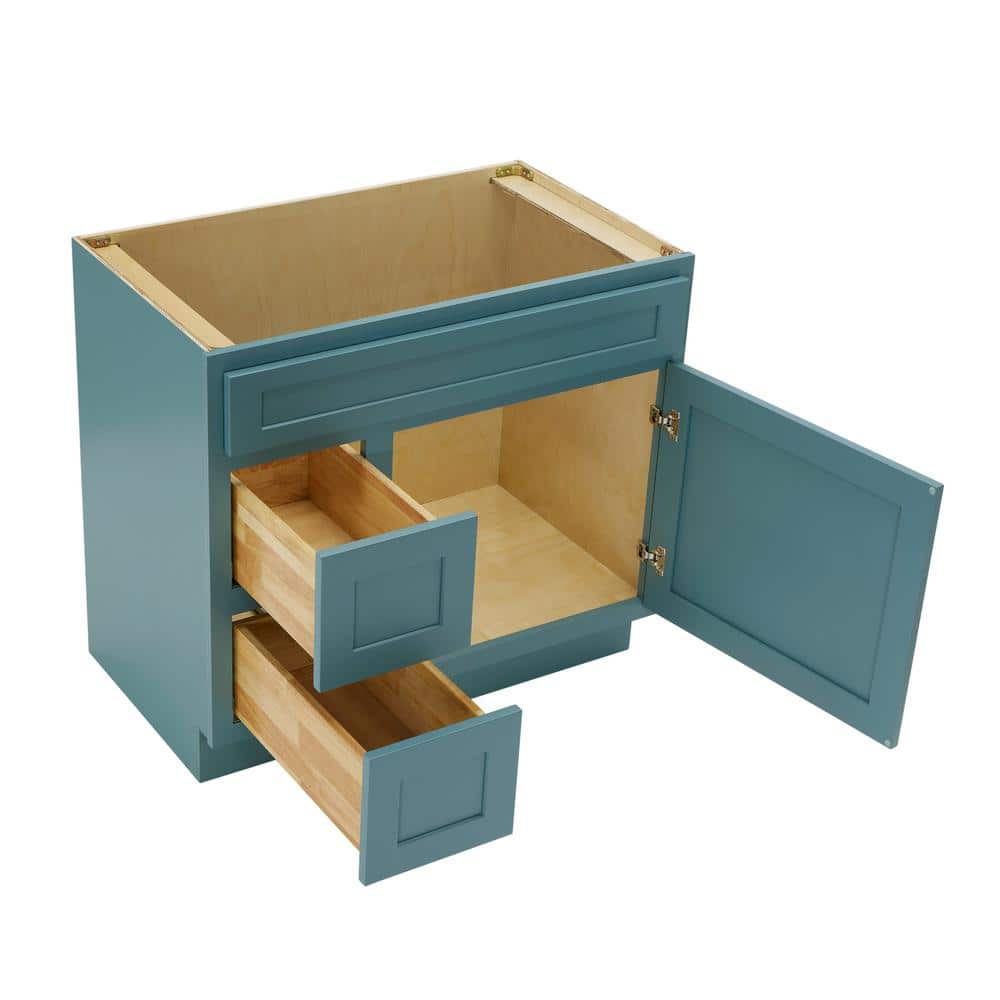 Vanity Art 36 in. W. x 21 in. D x 32.5 in. H 2-Left Drawers Bath Vanity Cabinet without Top in Sea Green