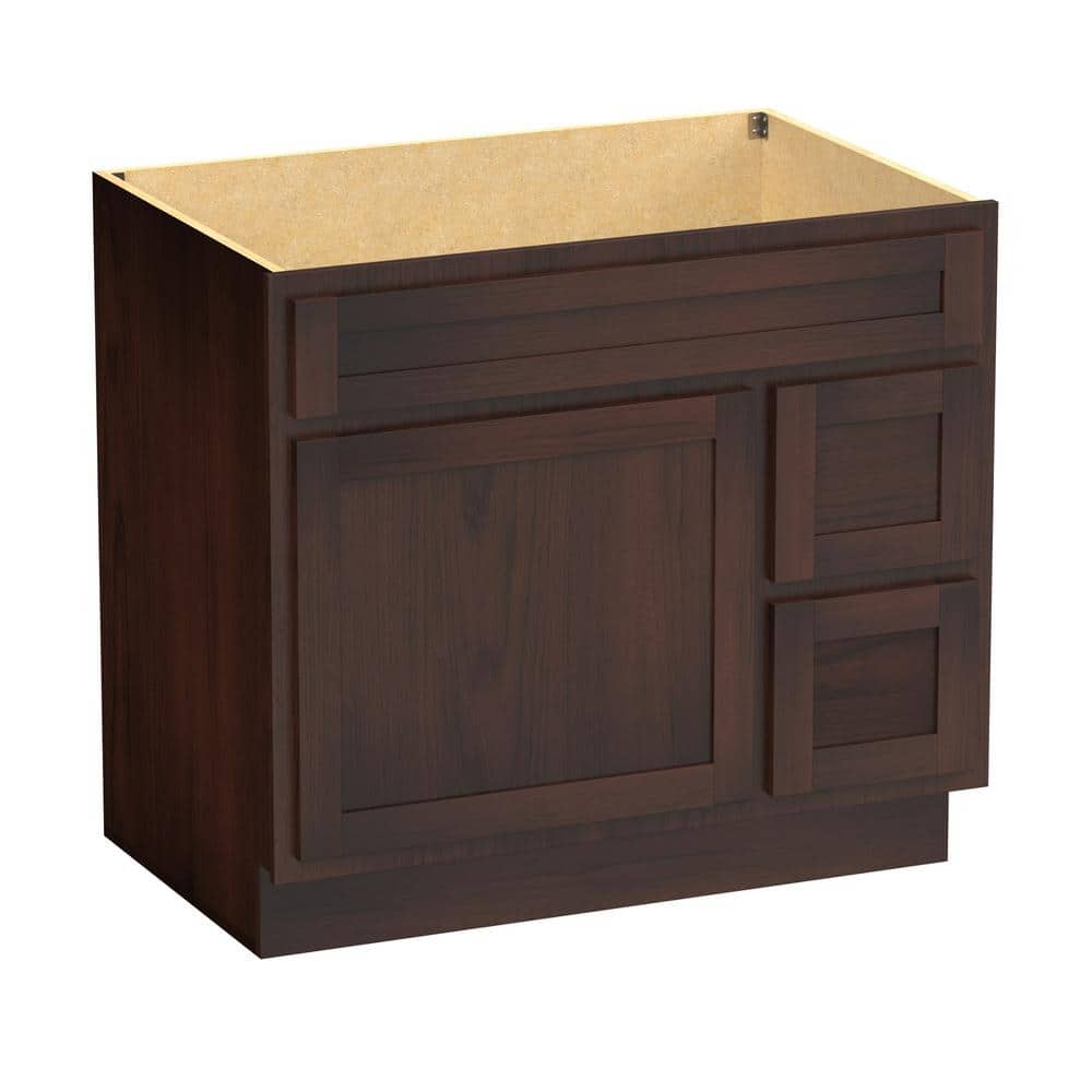 Vanity Art 36 in. W x 21 in. D x 32.5 in. H 2-Right Drawers Bath Vanity Cabinet Only in Brown
