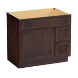 Vanity Art 36 in. W x 21 in. D x 32.5 in. H 2-Right Drawers Bath Vanity Cabinet Only in Brown