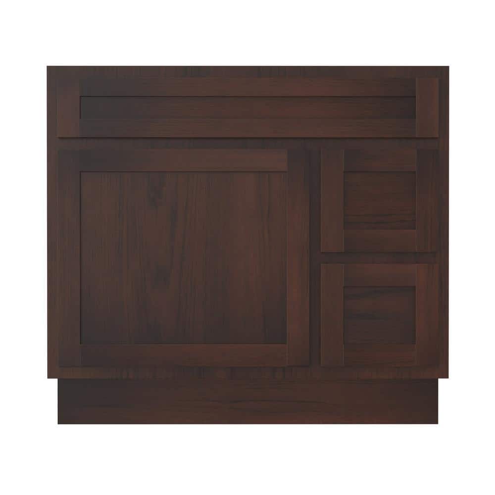 Vanity Art 36 in. W x 21 in. D x 32.5 in. H 2-Right Drawers Bath Vanity Cabinet Only in Brown