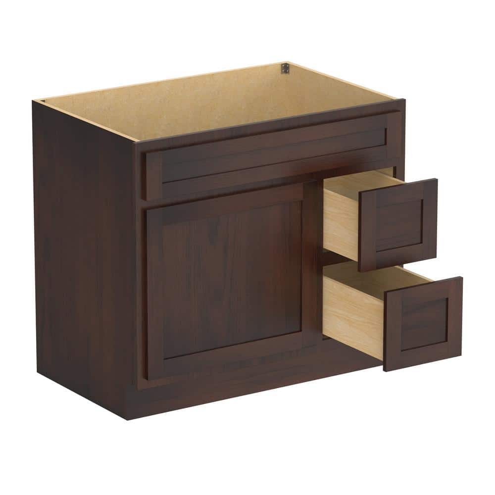 Vanity Art 36 in. W x 21 in. D x 32.5 in. H 2-Right Drawers Bath Vanity Cabinet Only in Brown