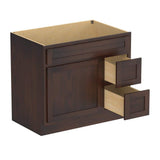 Vanity Art 36 in. W x 21 in. D x 32.5 in. H 2-Right Drawers Bath Vanity Cabinet Only in Brown
