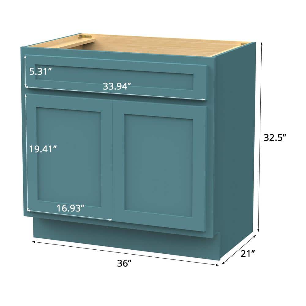 Vanity Art 36 in. W x 21 in. D x 32.5 in. H 2-Doors Bath Vanity Cabinet Only in Sea Green