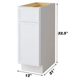 Vanity Art 12 in. W x 21 in. D x 32.5 in. H 1-Drawer Bath Vanity Cabinet Only in White