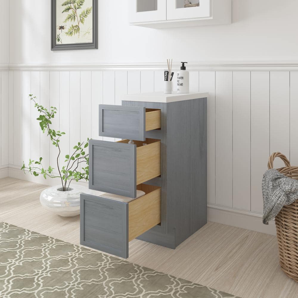 Vanity Art 12 in. W x 21 in. D x 32.5 in. H 3-Drawers Bath Vanity Cabinet Only in Smoky Gray