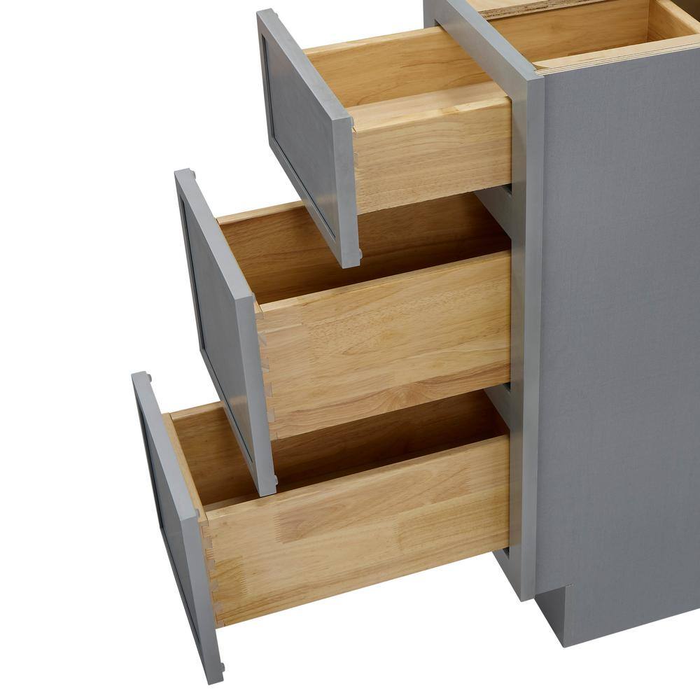 Vanity Art 12 in. W x 21 in. D x 32.5 in. H 3-Drawers Bath Vanity Cabinet Only in Smoky Gray