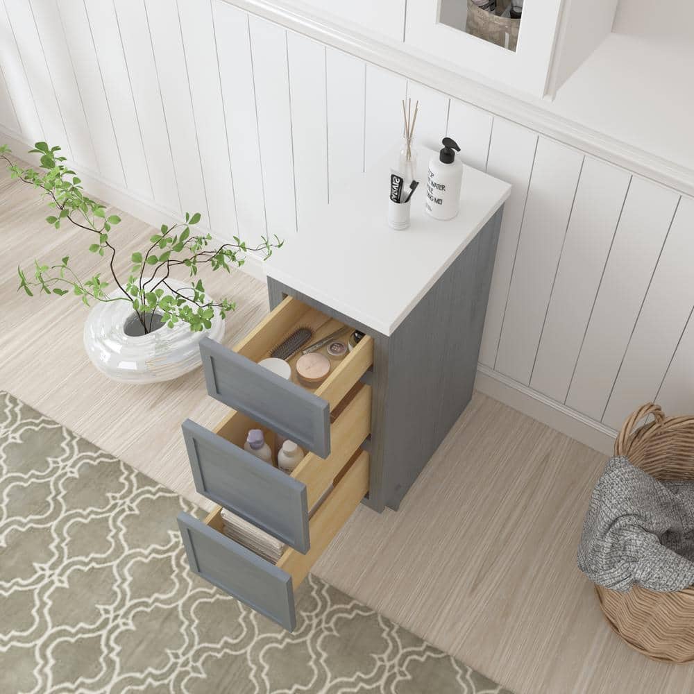 Vanity Art 12 in. W x 21 in. D x 32.5 in. H 3-Drawers Bath Vanity Cabinet Only in Smoky Gray