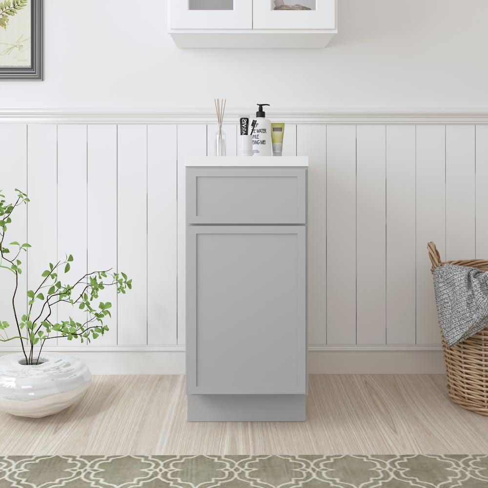 Vanity Art 15 in. W x 21 in. D x 32.5 in. H 1-Drawer Bath Vanity Cabinet Only in Gray