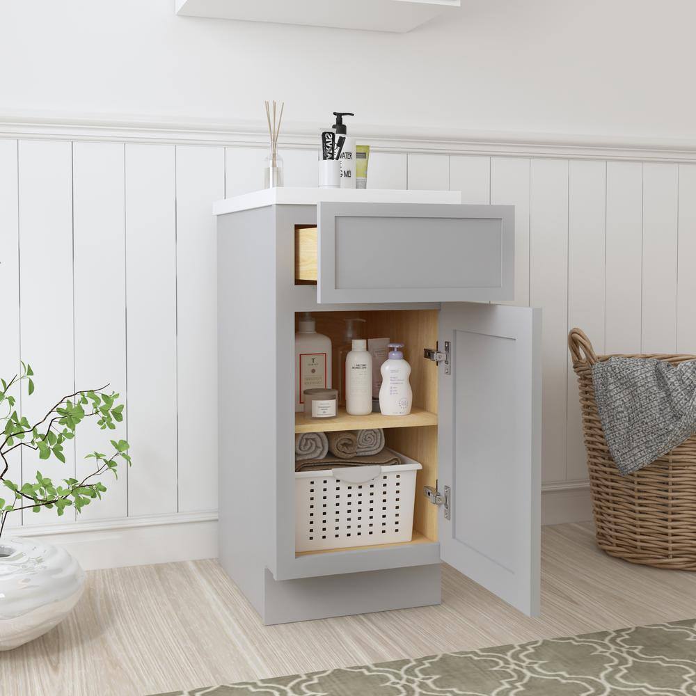 Vanity Art 15 in. W x 21 in. D x 32.5 in. H 1-Drawer Bath Vanity Cabinet Only in Gray