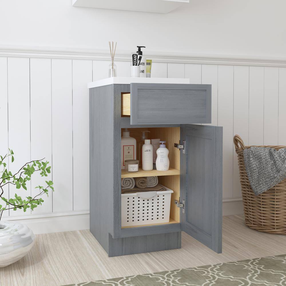 Vanity Art 15 in. W x 21 in. D x 32.5 in. H 1-Drawer Bath Vanity Cabinet Only in Smoky Gray