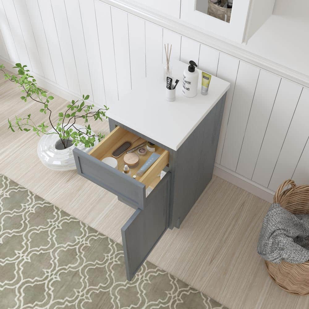 Vanity Art 15 in. W x 21 in. D x 32.5 in. H 1-Drawer Bath Vanity Cabinet Only in Smoky Gray
