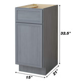 Vanity Art 15 in. W x 21 in. D x 32.5 in. H 1-Drawer Bath Vanity Cabinet Only in Smoky Gray