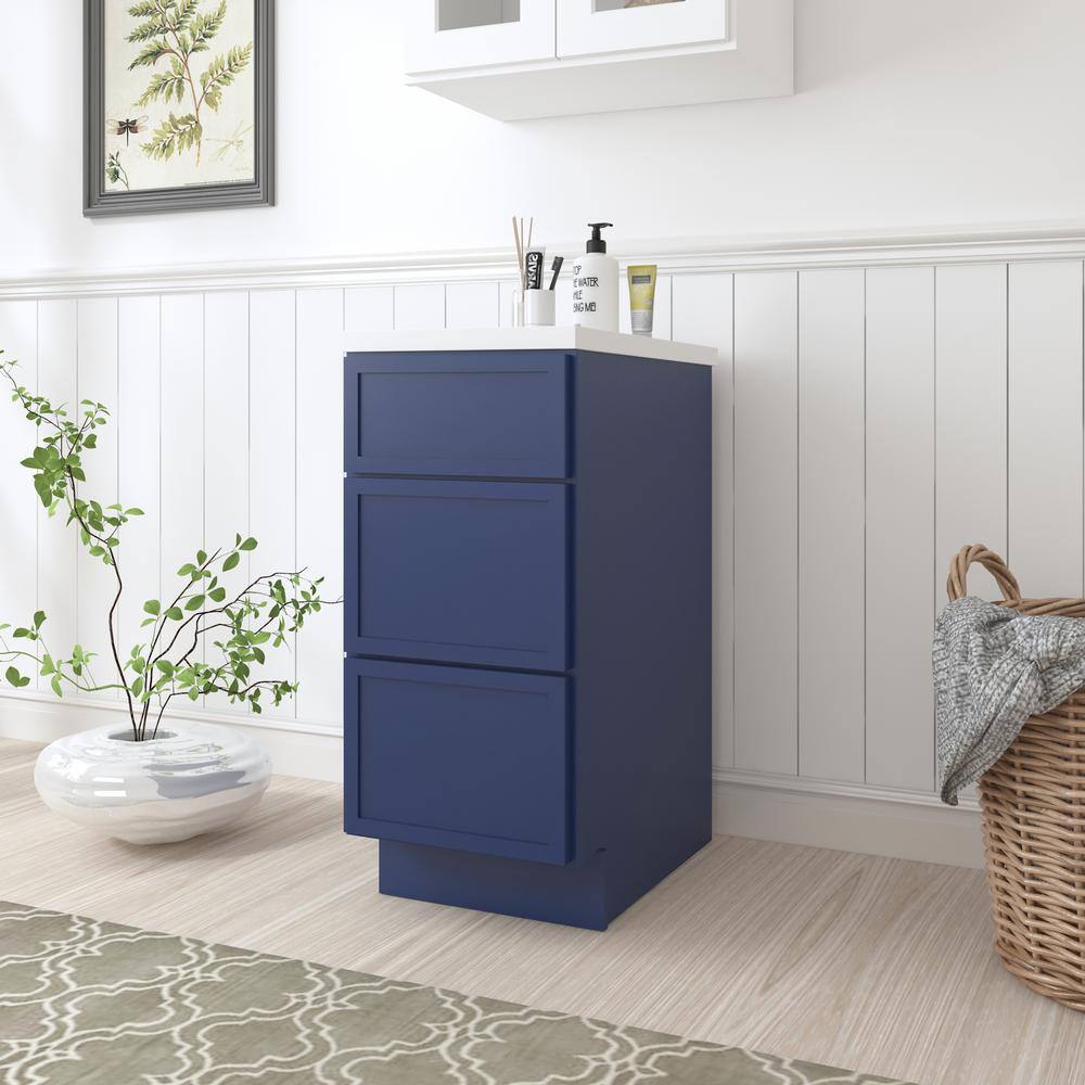 Vanity Art 15 in. W x 21 in. D x 32.5 in. H 3-Drawers Bath Vanity Cabinet Only in Blue