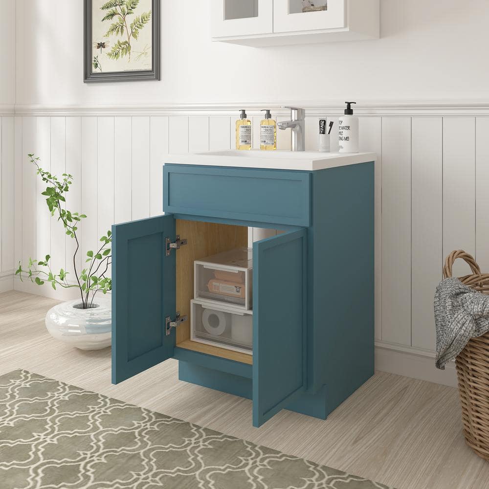 Vanity Art 24 in. W x 21 in. D x 32.5 in. H 2-Doors Bath Vanity Cabinet without Top in Sea Green