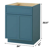Vanity Art 24 in. W x 21 in. D x 32.5 in. H 2-Doors Bath Vanity Cabinet without Top in Sea Green