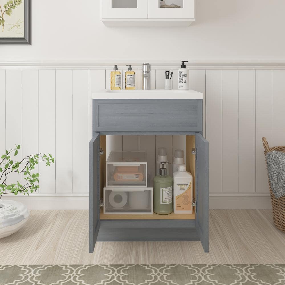 Vanity Art 24 in. W x 21 in. D x 32.5 in. H 2-Doors Bath Vanity Cabinet without Top in Smoky Gray