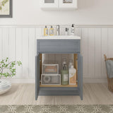 Vanity Art 24 in. W x 21 in. D x 32.5 in. H 2-Doors Bath Vanity Cabinet without Top in Smoky Gray