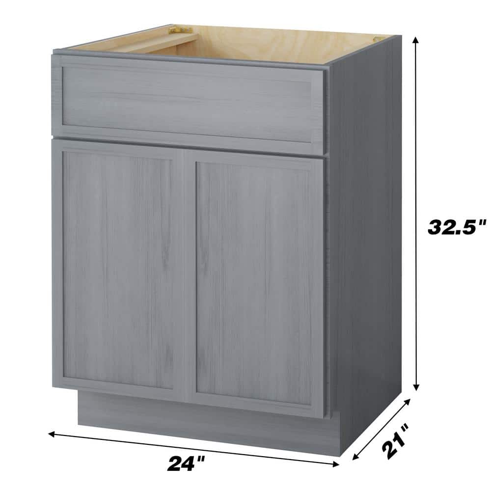 Vanity Art 24 in. W x 21 in. D x 32.5 in. H 2-Doors Bath Vanity Cabinet without Top in Smoky Gray