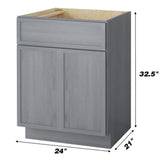 Vanity Art 24 in. W x 21 in. D x 32.5 in. H 2-Doors Bath Vanity Cabinet without Top in Smoky Gray