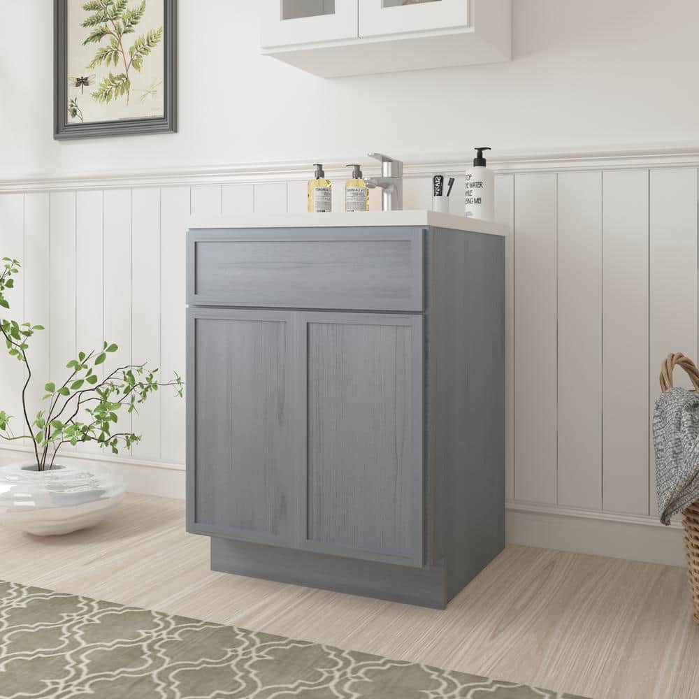 Vanity Art 24 in. W x 21 in. D x 32.5 in. H 2-Doors Bath Vanity Cabinet without Top in Smoky Gray