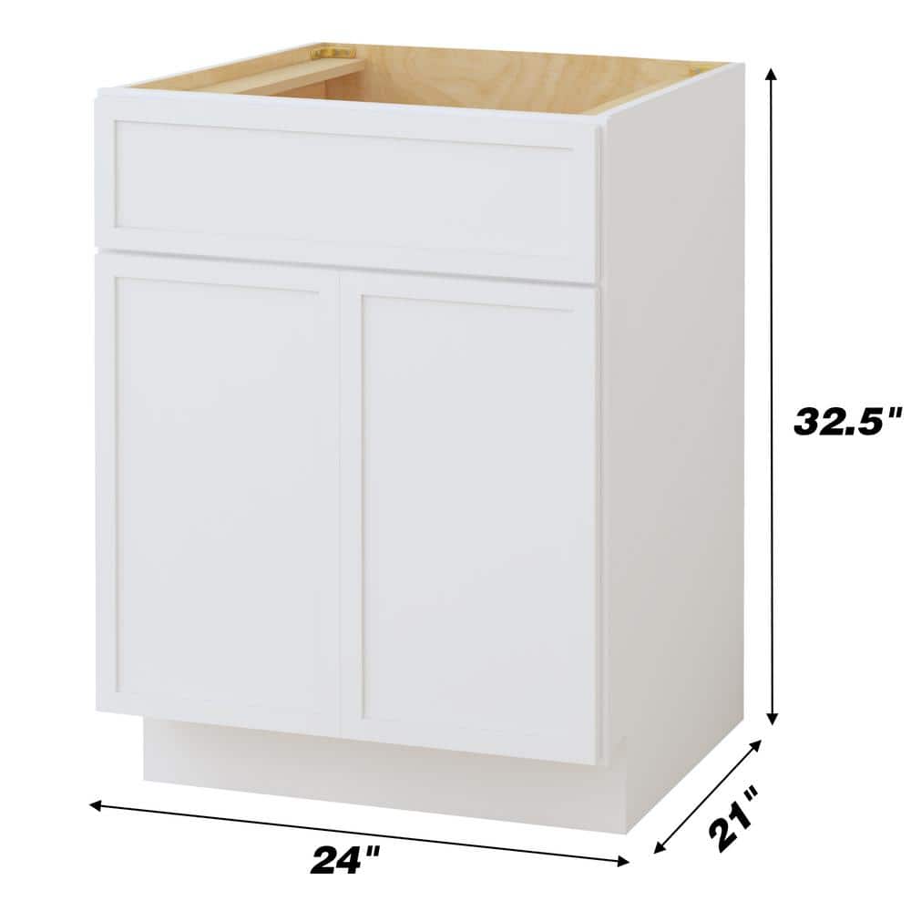 Vanity Art 24 in. W x 21 in. D x 32.5 in. H 2-Doors Bath Vanity Cabinet without Top in White