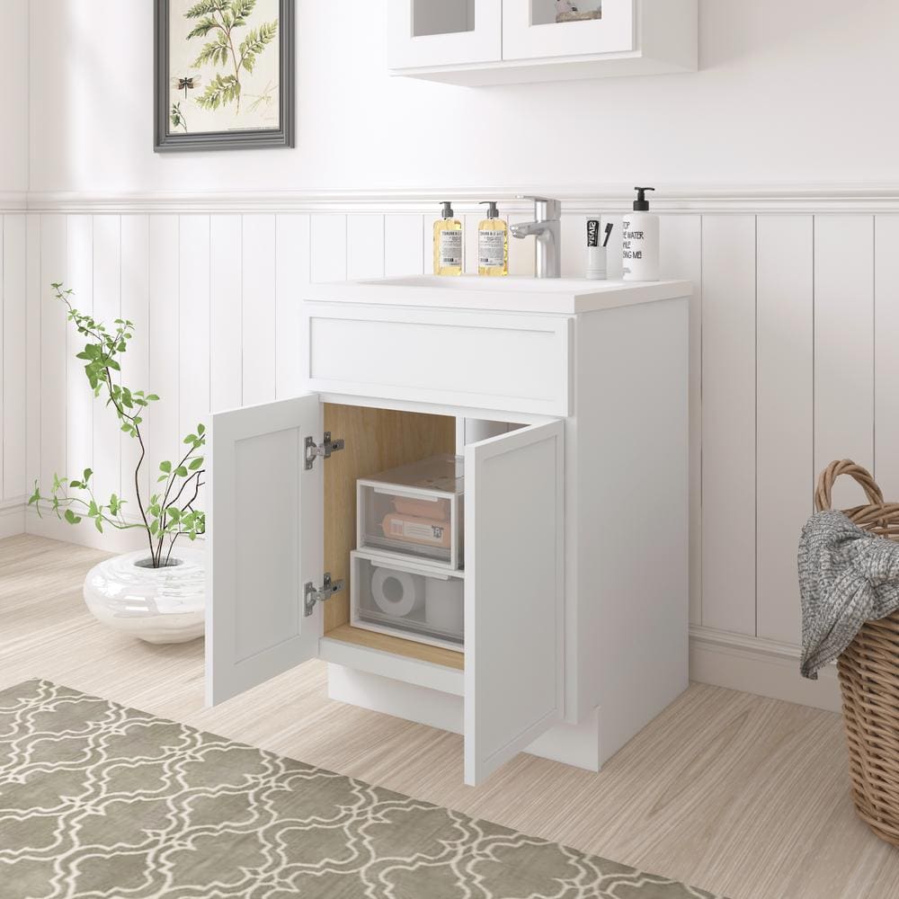Vanity Art 24 in. W x 21 in. D x 32.5 in. H 2-Doors Bath Vanity Cabinet without Top in White