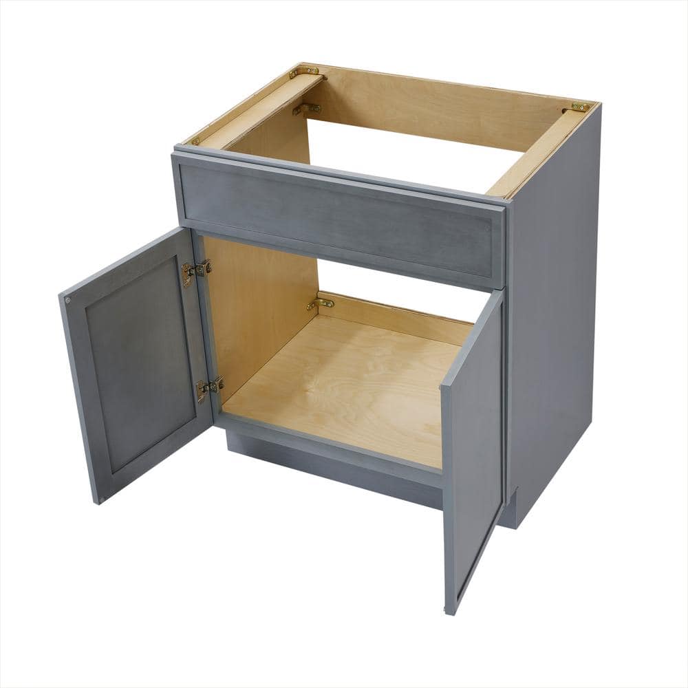 Vanity Art 30 in. W x 21 in. D x 32.5 in. H 2-Doors Bath Vanity Cabinet without Top in Smoky Gray
