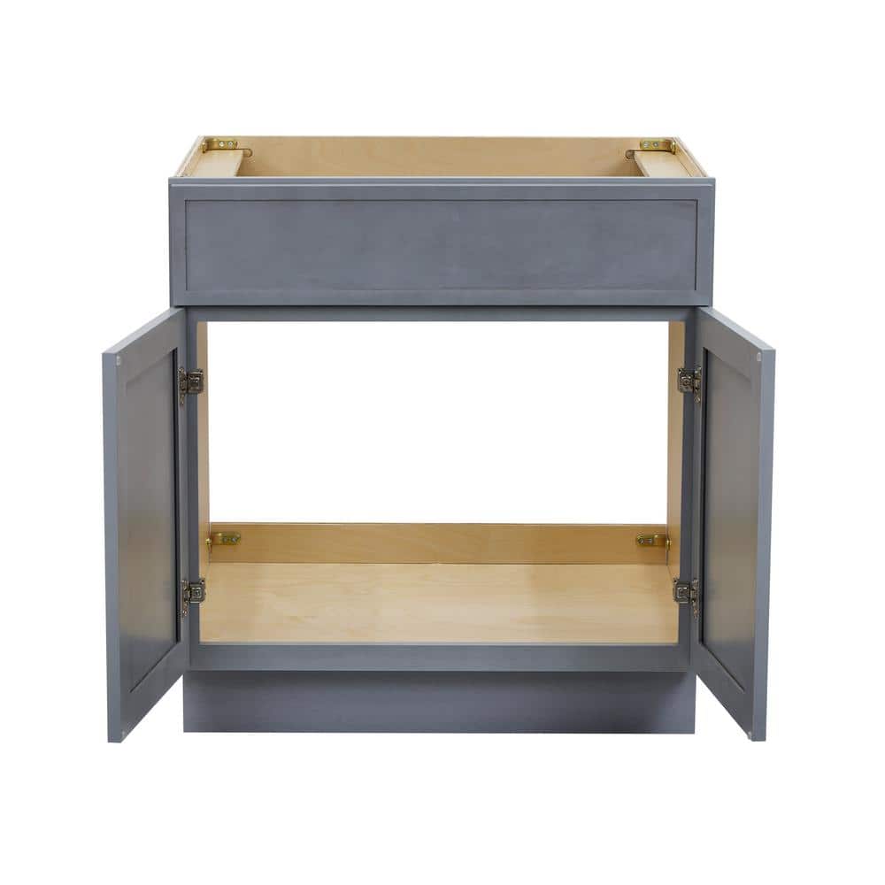 Vanity Art 30 in. W x 21 in. D x 32.5 in. H 2-Doors Bath Vanity Cabinet without Top in Smoky Gray