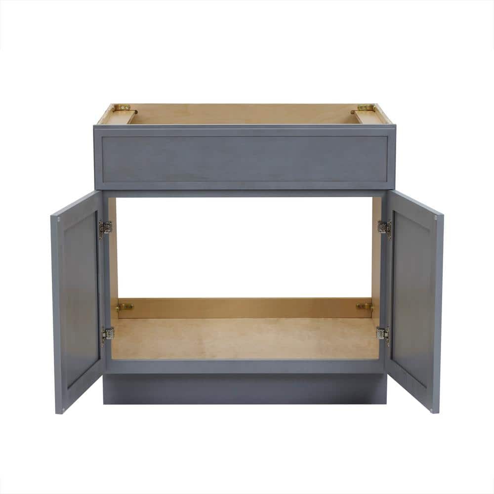 Vanity Art 33 in. W x 21 in. D x 32.5 in. H 2-Doors Bath Vanity Cabinet without Top in Smoky Gray