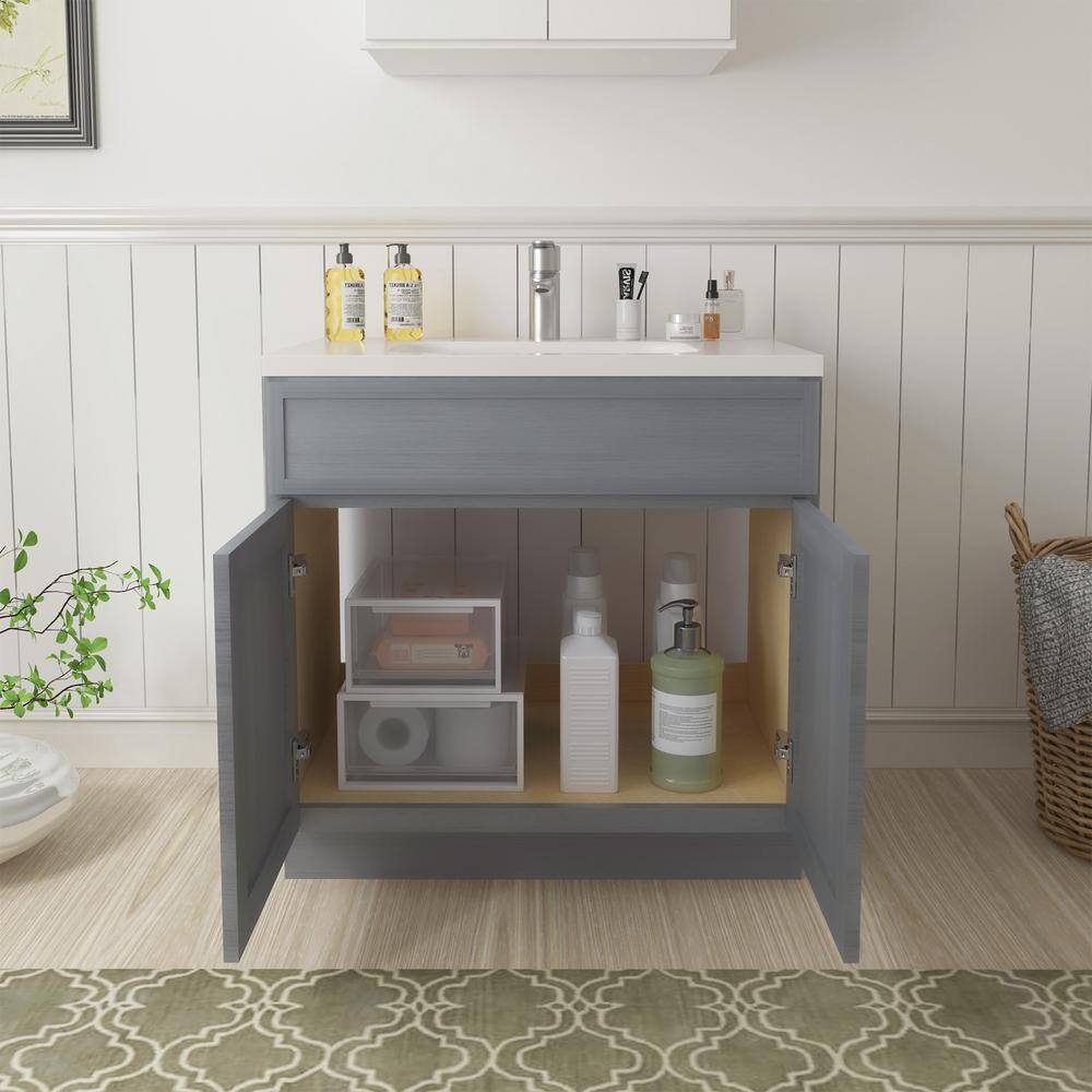 Vanity Art 33 in. W x 21 in. D x 32.5 in. H 2-Doors Bath Vanity Cabinet without Top in Smoky Gray