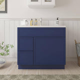 Vanity Art 36 in. W x 21 in. D x 32.5 in. H 2-Left Drawers Bath Vanity Cabinet without Top in Blue