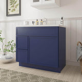 Vanity Art 36 in. W x 21 in. D x 32.5 in. H 2-Left Drawers Bath Vanity Cabinet without Top in Blue