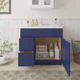 Vanity Art 36 in. W x 21 in. D x 32.5 in. H 2-Left Drawers Bath Vanity Cabinet without Top in Blue