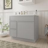 Vanity Art 36 in. W x 21 in. D x 32.5 in. H 2-Left Drawers Bath Vanity Cabinet without Top in Gray
